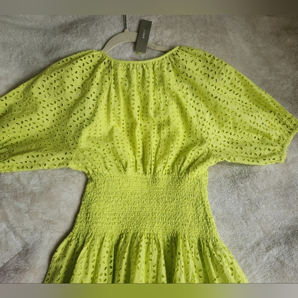 Jcrew provence smocked-waist midi dress eyelet Lemon Sorbet Size petite PS BNWT - Picture 4 of 15